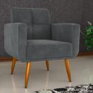 Poltrona Decorativa para Sala Lilian Veludo Cinza