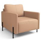 Poltrona Decorativa Para Sala Living Pés Industrial Domani L06 Couro Mocca - Lyam Decor