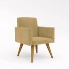 Poltrona Decorativa Para Sala Nina Pés Palito Suede Cappuccino VickyDecor