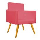 Poltrona Decorativa Para Sala Nina Pés Palito Suede Rosê VickyDecor
