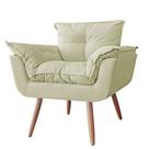 Poltrona Decorativa Para Sala Opala Pés Palito Suede Bege VictoriaDecor