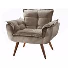 Poltrona Decorativa Para Sala Opala Pés Palito Suede Capuccino ANF Store