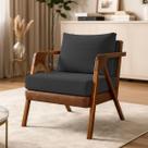 Poltrona Decorativa Para Sala Recepção Consultório Escritório Cadeira Maia material sintético Peroba e Linho