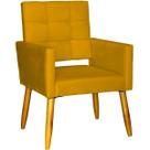Poltrona Decorativa Para Sala Recepção Isa Suede Cores Pé Palito Castanho