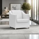 Poltrona Decorativa Para Sala Recepção Manicure Barbearia Salão de Beleza Mila Tecido Material Sintético Pés Cromado