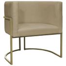 Poltrona Decorativa Para Sala Recepção Manicure Consultório Base de Ferro Champagne Luna Suede