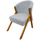 Poltrona Decorativa Para Sala You Bouclé Premium Cinza Braça Amadeirada