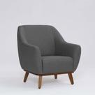 Poltrona Decorativa Pauline D07 Base Madeira Linha Mescla Chumbo - D'Rossi