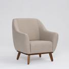 Poltrona Decorativa Pauline D07 Base Madeira Linho Aveia - D'Rossi
