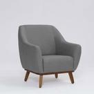 Poltrona Decorativa Pauline D07 Base Madeira Linho Mescla Cinza - D'Rossi