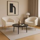 Poltrona Decorativa Pé de Ferro Dourado Kit 2 Stella Cotelê Ext/Veludo D03 - D'Rossi