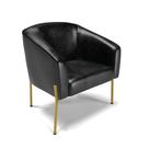Poltrona Decorativa Pé de Ferro Dourado Stella Sintético PU Preto D03 - D'Rossi