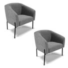 Poltrona Decorativa Pé de Ferro Preto Kit 2 Stella Linho D03 - D'Rossi