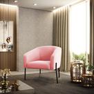Poltrona Decorativa Pé de Ferro Preto Kit 2 Stella Suede Rosa Bebê D03 - D'Rossi
