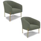 Poltrona Decorativa Pé Ferro Dourado Kit 2 Stella Bouclê D03 - D'Rossi