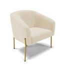 Poltrona Decorativa Pé Ferro Dourado Stella Linho Bege D03 - D'Rossi