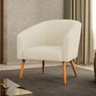 Poltrona Decorativa Pé Palito Castanho Stella Cotelê Ext/Veludo Off White D03 - D'Rossi
