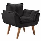 Poltrona Decorativa Perola com Pés Madeira Suede Preto Poltrona Decorativa Perola com Pés Madeira Suede Preto