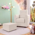 Poltrona Decorativa Pés Balanço com Puff Ninho Bouclé Natural