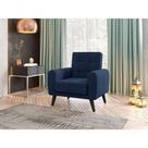 Poltrona Decorativa Pés De Madeira Livia Azul Light