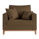 Poltrona Decorativa Pes e Base em Madeira Beny Suede Marrom