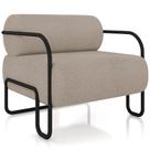 Poltrona Decorativa Pés Industrial Moscou K01 Bouclê Bege - Lyam Decor
