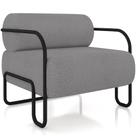 Poltrona Decorativa Pés Industrial Moscou K01 Bouclê Cinza - Lyam Decor