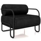 Poltrona Decorativa Pés Industrial Moscou K01 material sintético Preto - Lyam Decor