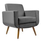 Poltrona Decorativa Pés Palito Cristal Suede Cinza - DS Estofados