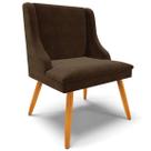 Poltrona Decorativa Pés Palito de Madeira Firenze Suede Marrom/Natural G19 - Gran Belo