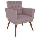 Poltrona Decorativa Pés Palito Nina Encosto Estilo Capitonê Rosê