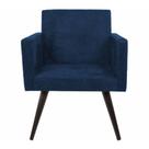 Poltrona Decorativa Pés Palito Tabaco Nina Suede Azul Marinho - SA Móveis