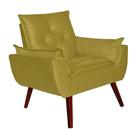Poltrona Decorativa Pés Trapézio Opala Suede Amarelo - Kasa Sofá