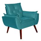 Poltrona Decorativa Pés Trapézio Opala Suede Azul - Kasa Sofá
