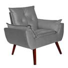 Poltrona Decorativa Pés Trapézio Opala Suede Cinza - DS Estofados