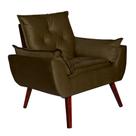 Poltrona Decorativa Pés Trapézio Opala Suede Marrom - Kasa Sofá