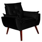 Poltrona Decorativa Pés Trapézio Opala Suede Preto - Kasa Sofá