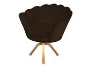 Poltrona Decorativa Pétala Base Giratória Madeira Couro Marrom Ms Decor Poltrona Decorativa Pétala Base Giratória Madeira Couro Marrom Ms Decor