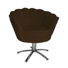 Poltrona Decorativa Pétala Base Giratória Metal Couro Marrom Mz Decor
