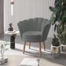 Poltrona Decorativa Pétala Luxo Veludo Cinza Pés Palito - Visan Estofados Poltrona Decorativa Pétala Luxo Veludo Cinza Pés Palito - Visan Estofados