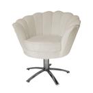 Poltrona Decorativa Pétala Pés Metal Giratório Suede Bege - DS Estofados