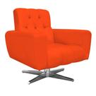 Poltrona Decorativa Pietra Suede Laranja com Base Estrela Giratória em Aço Cromado - D'Rossi