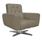 Poltrona Decorativa Pietra Suede Marrom Rato com Base Estrela Giratória em Aço Cromado - D'Rossi.