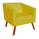 Poltrona Decorativa Primus com Pés Madeira Suede Amarelo