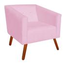 Poltrona Decorativa Primus com Pés Madeira Suede Rosa