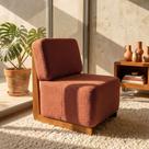 Poltrona Decorativa Rafaela Premium Base Madeira Moderna Sala Recepção Design Orgânico Bouclê Terracota - Montanari s Decor