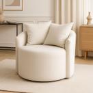 Poltrona Decorativa Redonda Design Orgânica Linho Premium e Kit Almofadas Grátis Sala De Estar Luxo