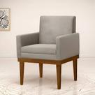 Poltrona Decorativa Retro Isadora - Base De Madeira - Bege