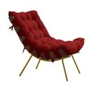 Poltrona Decorativa Sala de Estar Abel Base de Madeira Dourada Veludo Vermelho G41 - Gran Belo