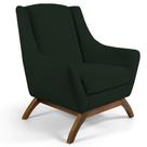 Poltrona Decorativa Sala de Estar Base de Madeira Naomi Veludo Verde Musgo G15 - Gran Belo